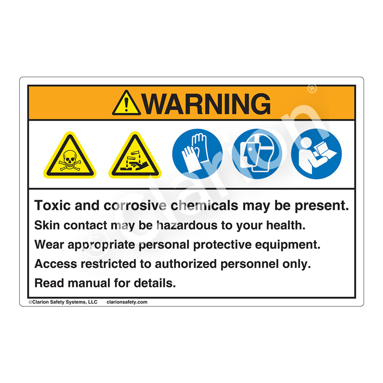 Vertical Corrosive Material Wear Ppe Sign - ANSI Danger - PPE