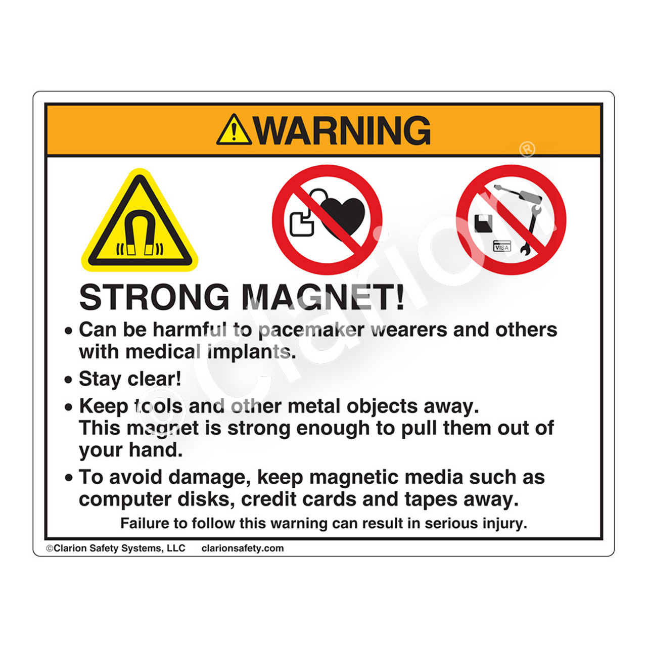tekst Perth Blackborough bandage Warning/Strong Magnet (HMS-J73WH-) Label