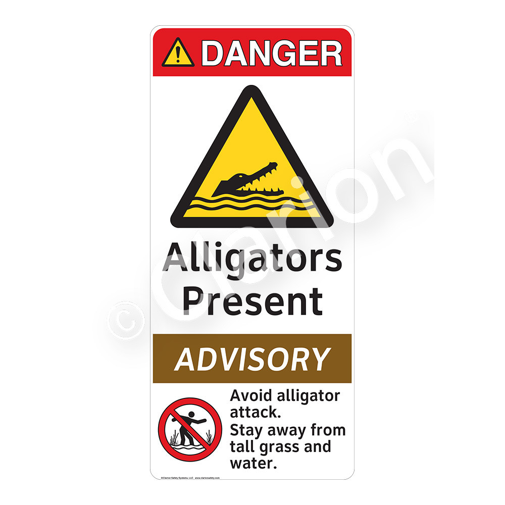 Increasing Danger Square Live Pr 1枚 Danger/Alligators Present (WSS4010-1) Sign