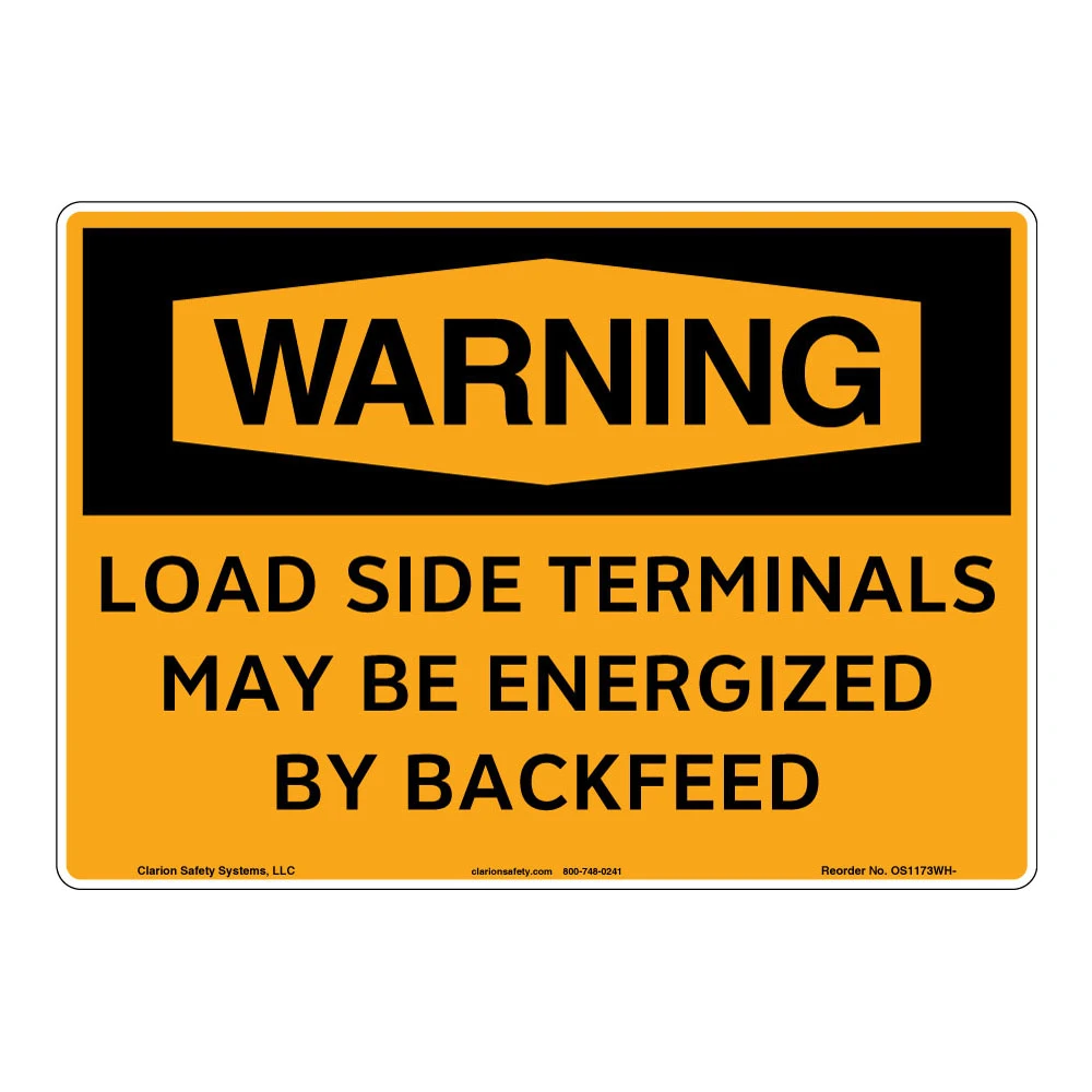 Load Port Sticker Warning/Load Side Terminals Sign (OS1173WH-) Sign