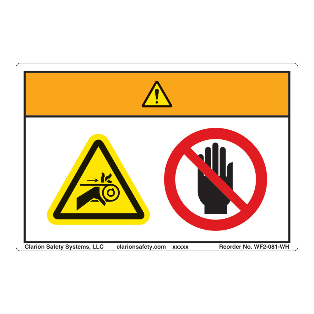 Warning/Pinch Point Label (WF2-081-WH) | Clarion Safety Systems
