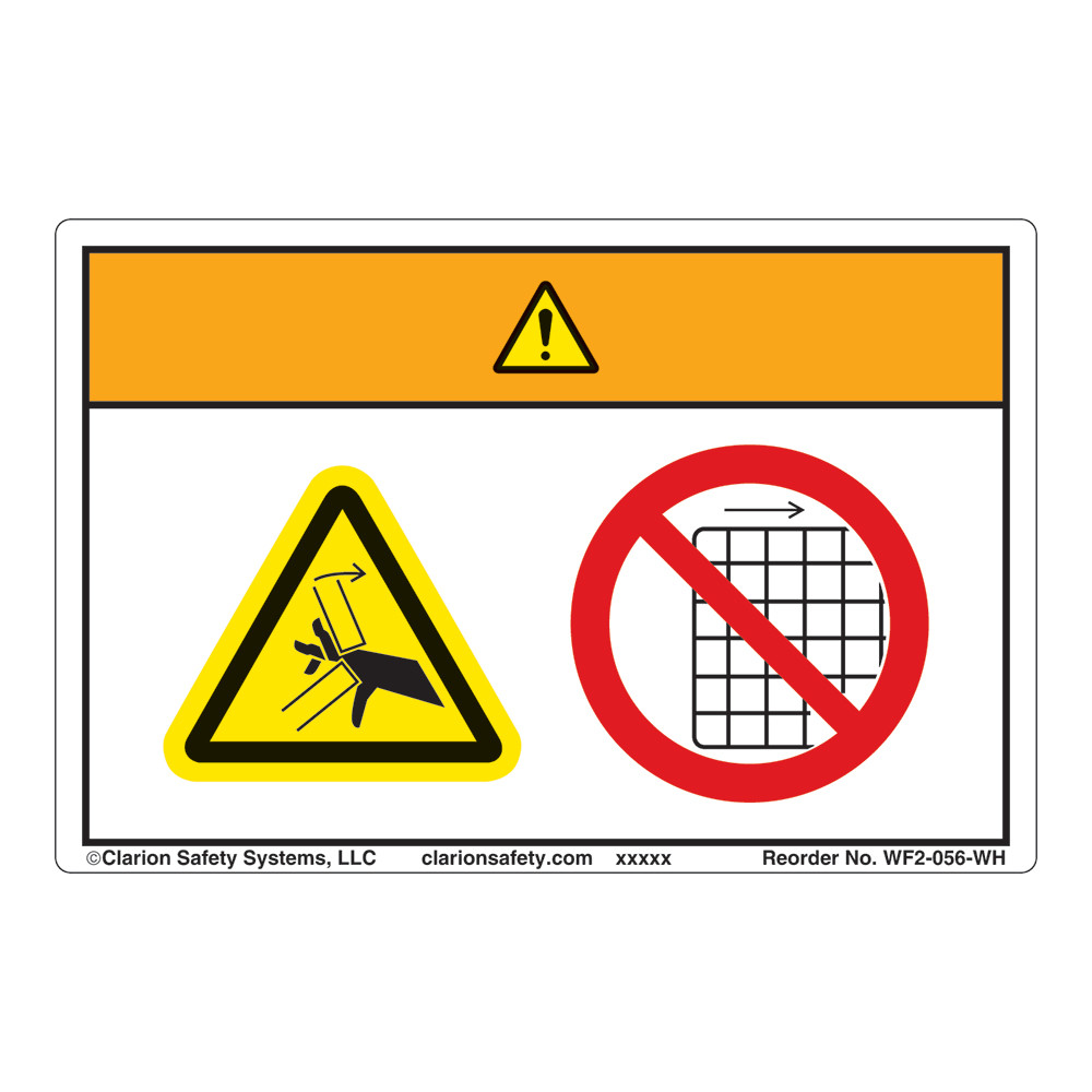 Warning/Crush Hazard Label (WF2056WH) Clarion Safety Systems