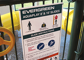 Eye-Catching, Standards-Compliant Safety Signs at Evergreen Wings & Waves Waterpark