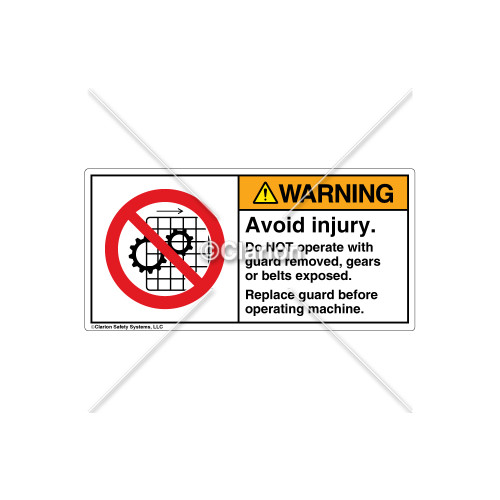 Warning/Avoid Injury Label (H6061-H6WHPK)