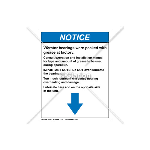 Notice/Vibrator Bearings Label (C8400-10)