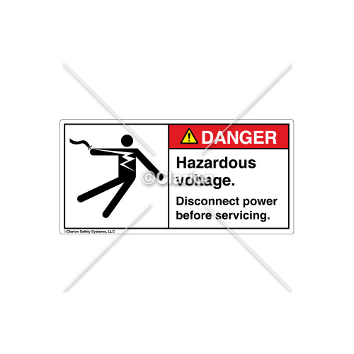 Danger/Hazardous Voltage Label (5025-18DHBK Wht)