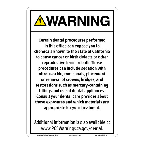 CA Prop 65 Dental Care Exposure Sign (CA65-DCE1-)