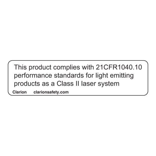 This Product Complies with 21CFR1040.10 Label (CDRH2009-H)