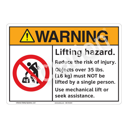 Warning Lifting Hazard Sign (F1167-)