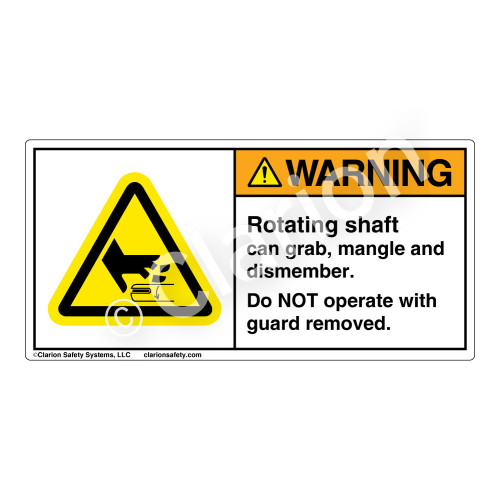 Warning/Rotating Shaft Label (H1006-341WH)