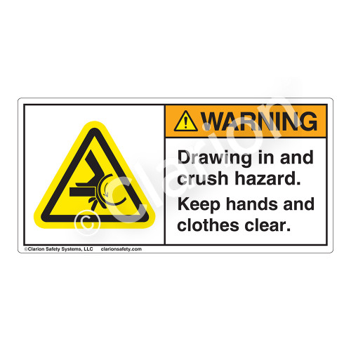 Warning/Drawing In and Crush Label (H1043-8NWH)