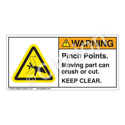 Warning/Pinch Points Label (H1098-405WH)