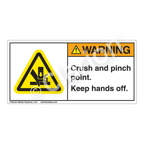 Warning/Crush and Pinch Point Label (H1191-T01WH)