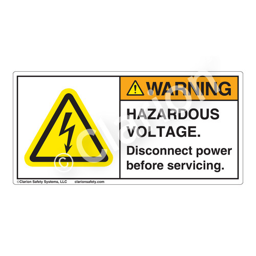 Warning/Hazardous Voltage Label (H6010-BWWH)