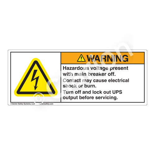Warning/UPS Voltage May be Present (H6010-9PWH) Label