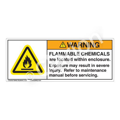 Warning/Flammable Chemicals Label (H6020-NJWH)