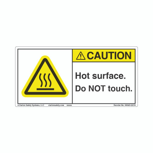 Caution Hot Surface Label (H6043-22CH) - Hot Surface. Do NOT touch.