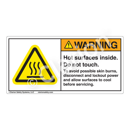 Warning/Hot Surface Inside Label (H6043-TGWH)