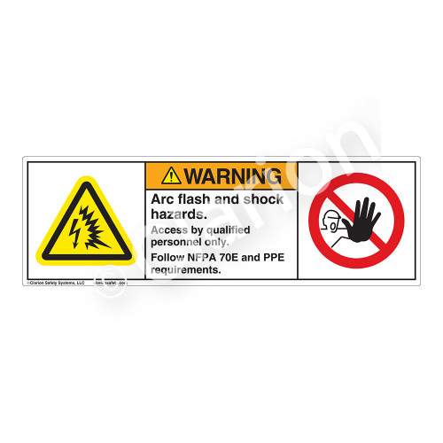 Warning/Arc Flash & Shock Hazard Label (H6643/6062-V25WH)