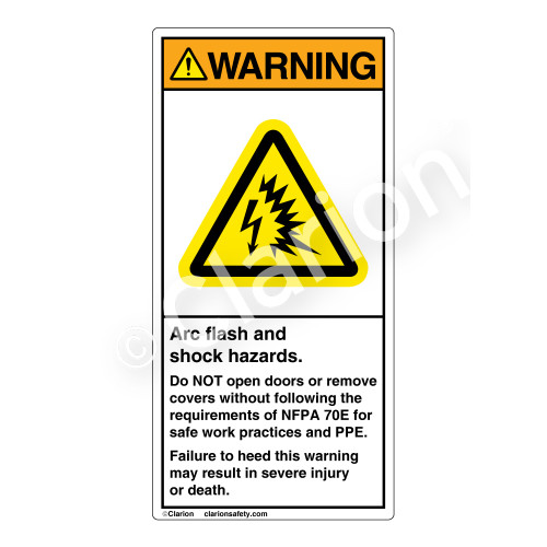 Warning/Arc Flash And Shock Label (H6643-T73WV)