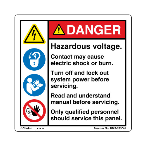 hhkk様確認用 Danger/Hazardous Voltage (HMS-233DH-) Label