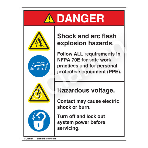 Danger/Shock and Arc Flash Label (HMS4-586DVP-)