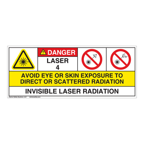 Danger/Invisible Laser Radiation Class 4 Label (IEC4005-H)