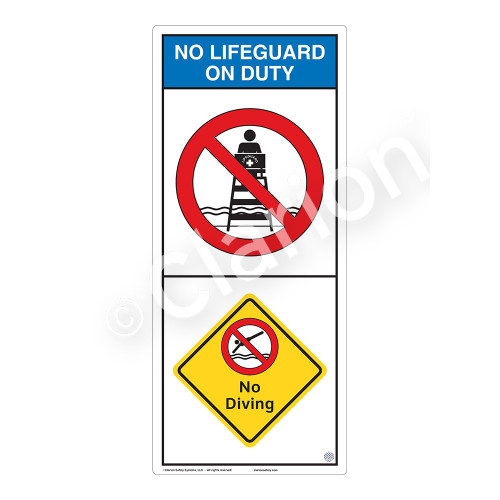 No Lifeguard on Duty/No Diving Sign (WSS2202-05b-e) )