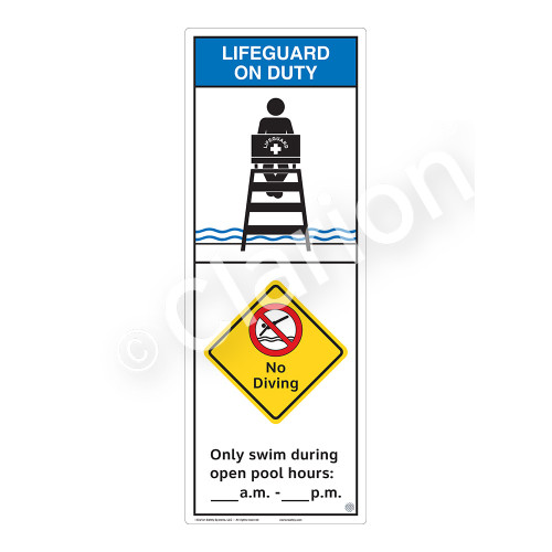 Lifeguard on Duty/No Diving Sign (WSS2257-42b-e) )