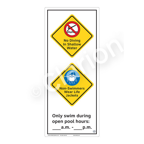 No Diving In Shallow Water Sign (WSS2267-52b-e) )