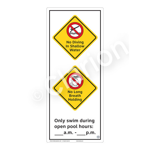 No Diving In Shallow Water Sign (WSS2268-52b-e) )