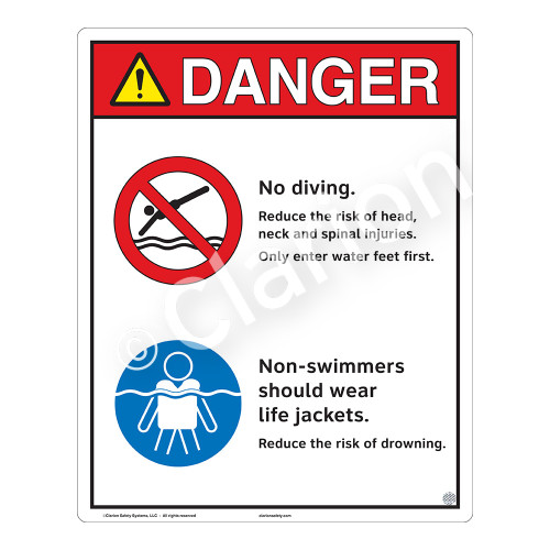 Danger/No Diving Sign (WSS3210-19b-e) )