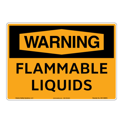 Warning/Flammable Liquids Sign (OS1138WH-)