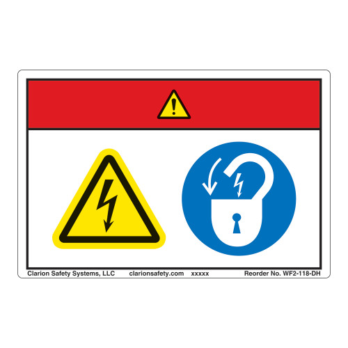 Danger/Hazardous Voltage Label (WF2-118-DH)