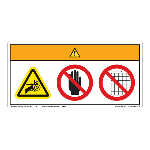 Warning/Pinch Point Label (WF3-008-WH)