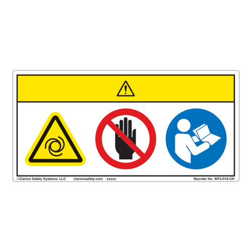 Caution/Equipment Starts Automatically Label (WF3-019-CH)