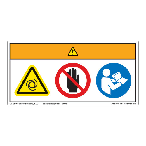 Warning/Equipment Starts Automatically/Stay Clear Label (WF3-020-WH)