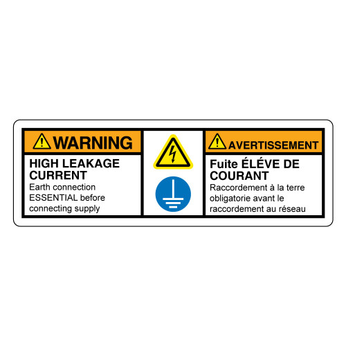 Warning/High Leakage Current Label (C34204-01)