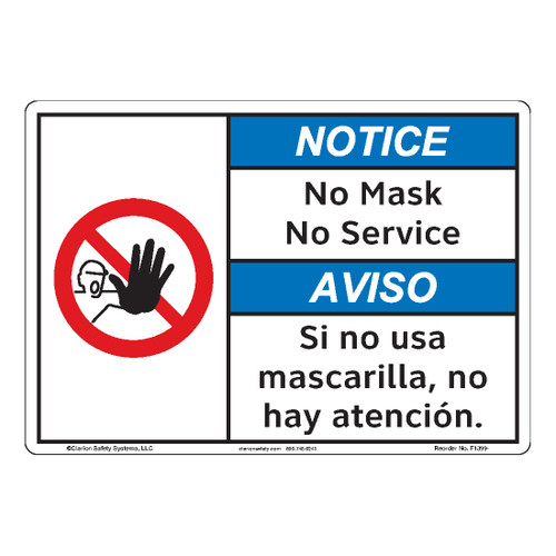 Notice/No Mask No Service (F1399-)