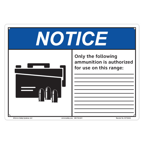  Notice/Only the Following Ammunition (C27109-06)