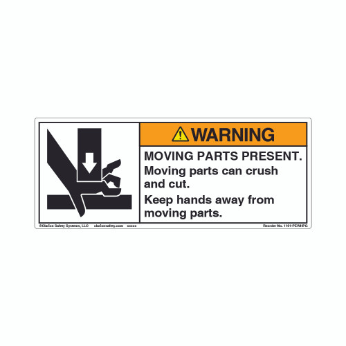 Warning/Moving Parts Present Label (1191-PEWHPG)