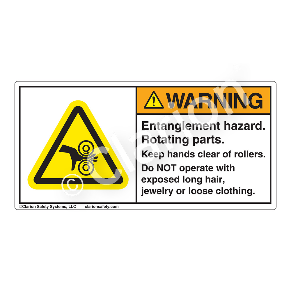 Warning Entanglement Hazard H1018 715wh Label