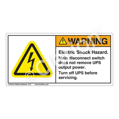 Warning/Electric Shock Hazard (H6010-G22WH) Label