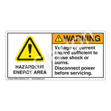 Warning/Hazardous Energy Area (H6014-RDWH) Label