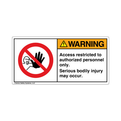 Warning/Access Restricted (H6062-EVWH) Label