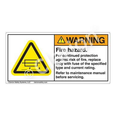 Warning/Fire Hazard (H6184-433WH) Label