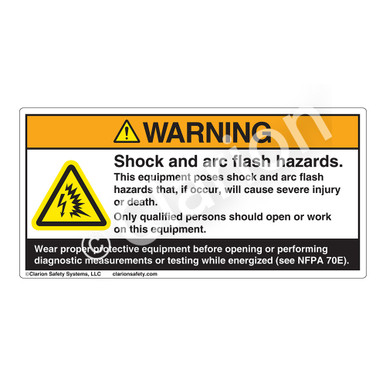 Warning/Shock & Arc Flash (H6643-1PWH) Label