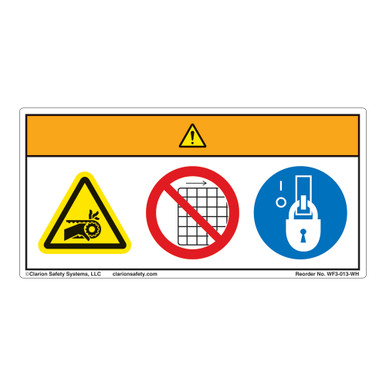 Warning/Entanglement Hazard Label (WF3-013-WH) | Clarion Safety Systems