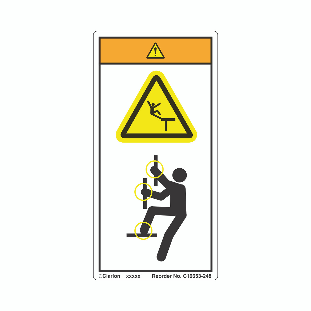 Warning/Fall Hazard – 3 Points of Contact (C16653-249)