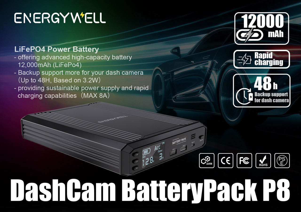 Shop Energywell P8 12,000mAh Battery Pack |The Dashcam Store